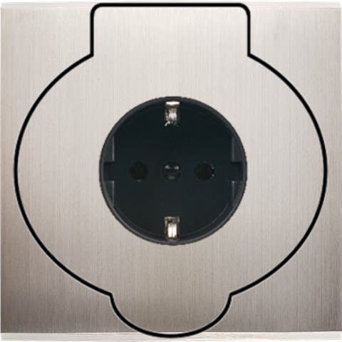 MODELEC - Façade Confidence Laiton Nickel Satine Simple Prise Sol Pck