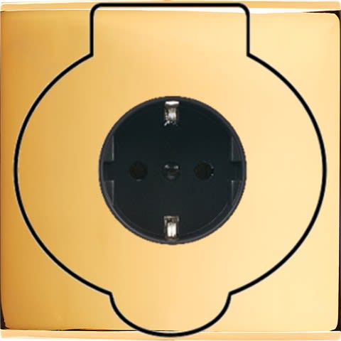 MODELEC - Façade Confidence Laiton Or Miroir Simple Prise Sol Prise 2P+Tk