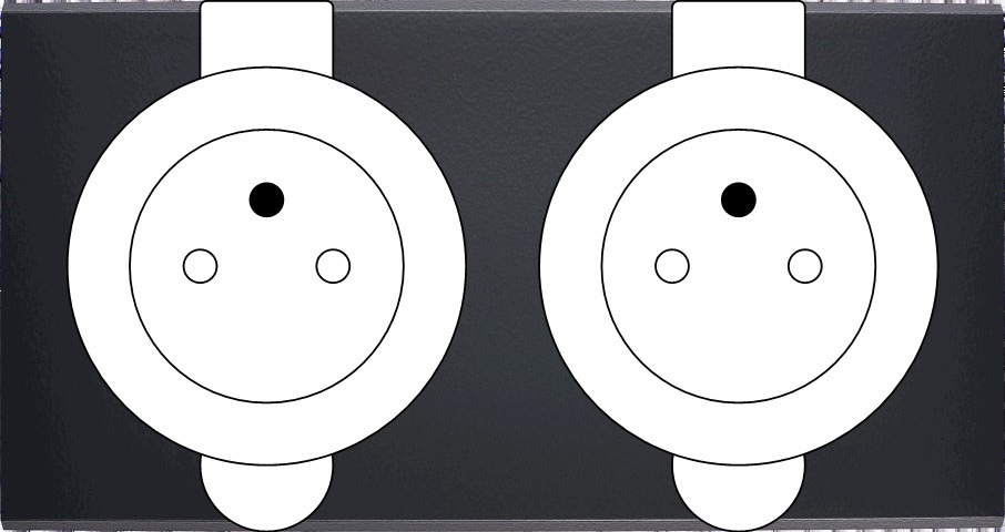 MODELEC - Façade Confidence Laiton Noir Mat Double Prise De Sol PC Pc