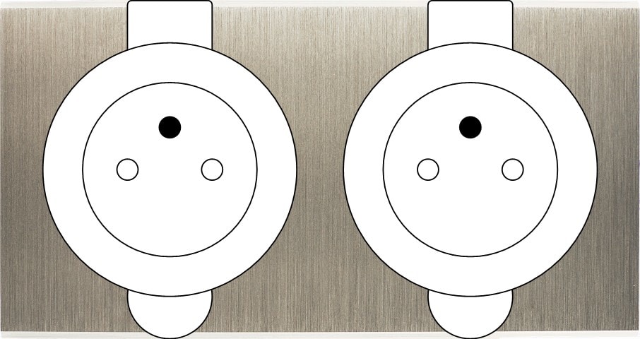 MODELEC - Façade Confidence Laiton Acier Brosse Double Prise De Sol PC Pc