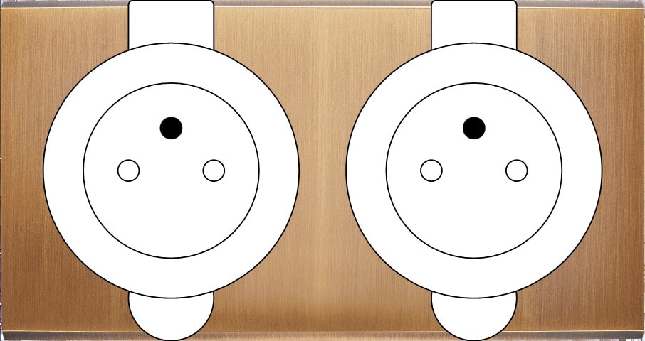 MODELEC - Façade Confidence Laiton Vieux Bronze Double Prise De Sol PC Pc