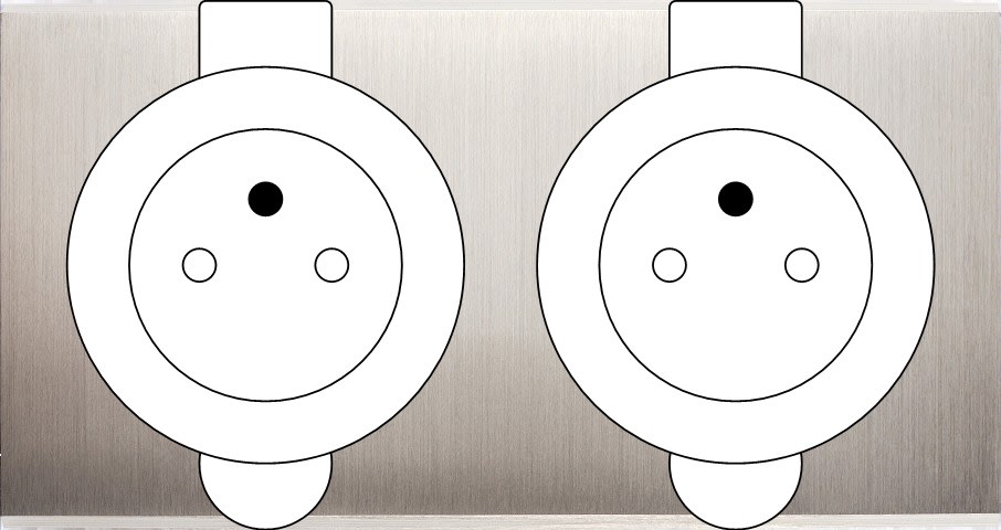 MODELEC - Façade Confidence Laiton Nickel Satine Double Prise De Sol PC Pc