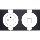 MODELEC - Façade Confidence Laiton Noir Mat Double Prise De Sol Prise 2P+T M1-U1