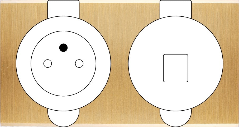 MODELEC - Façade Confidence Laiton Brosse Double Prise De Sol PC M1-U1