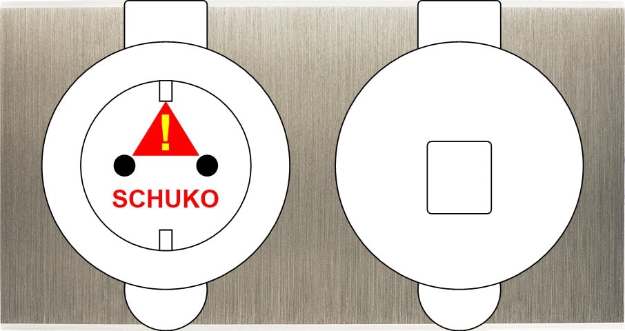 MODELEC - Façade Confidence Laiton Acier Brosse Double Prise De Sol PCK M1-U1
