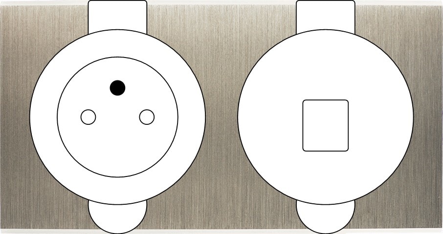 MODELEC - Façade Confidence Laiton Acier Brosse Double Prise De Sol Prise 2P+T M1-U1