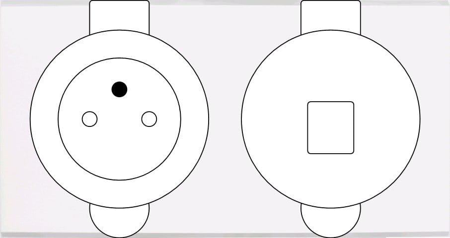 MODELEC - Façade Confidence Laiton Blanc Double Prise De Sol Prise 2P+T M1-U1