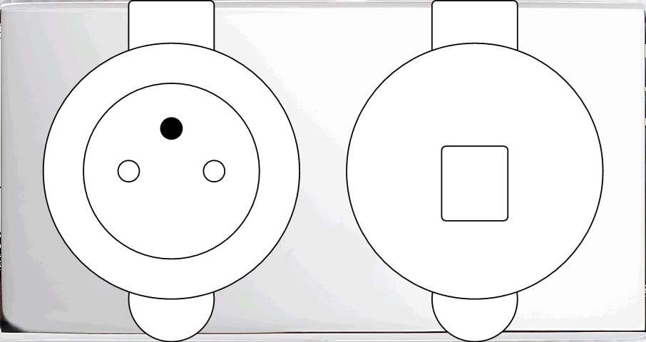 MODELEC - Façade Confidence Laiton Chrome Miroir Double Prise De Sol PC M1-U1