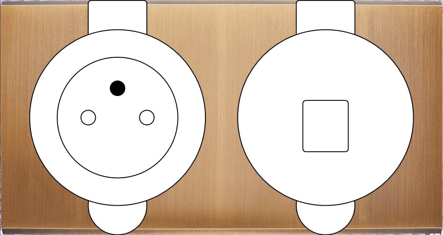 MODELEC - Façade Confidence Laiton Vieux Bronze Double Prise De Sol PC M1-U1