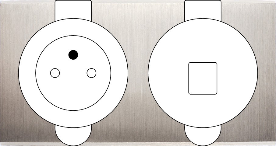 MODELEC - Façade Confidence Laiton Nickel Satine Double Prise De Sol PC M1-U1