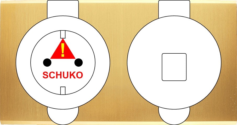 MODELEC - Façade Confidence Laiton Satine Double Prise De Sol Prise 2P+Tk M1-U1