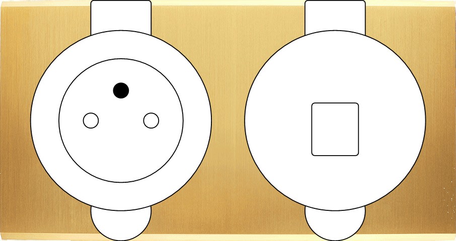 MODELEC - Façade Confidence Laiton Satine Double Prise De Sol Prise 2P+T M1-U1