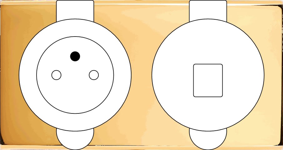 MODELEC - Façade Confidence Laiton Or Miroir Double Prise De Sol Prise 2P+T M1-U1