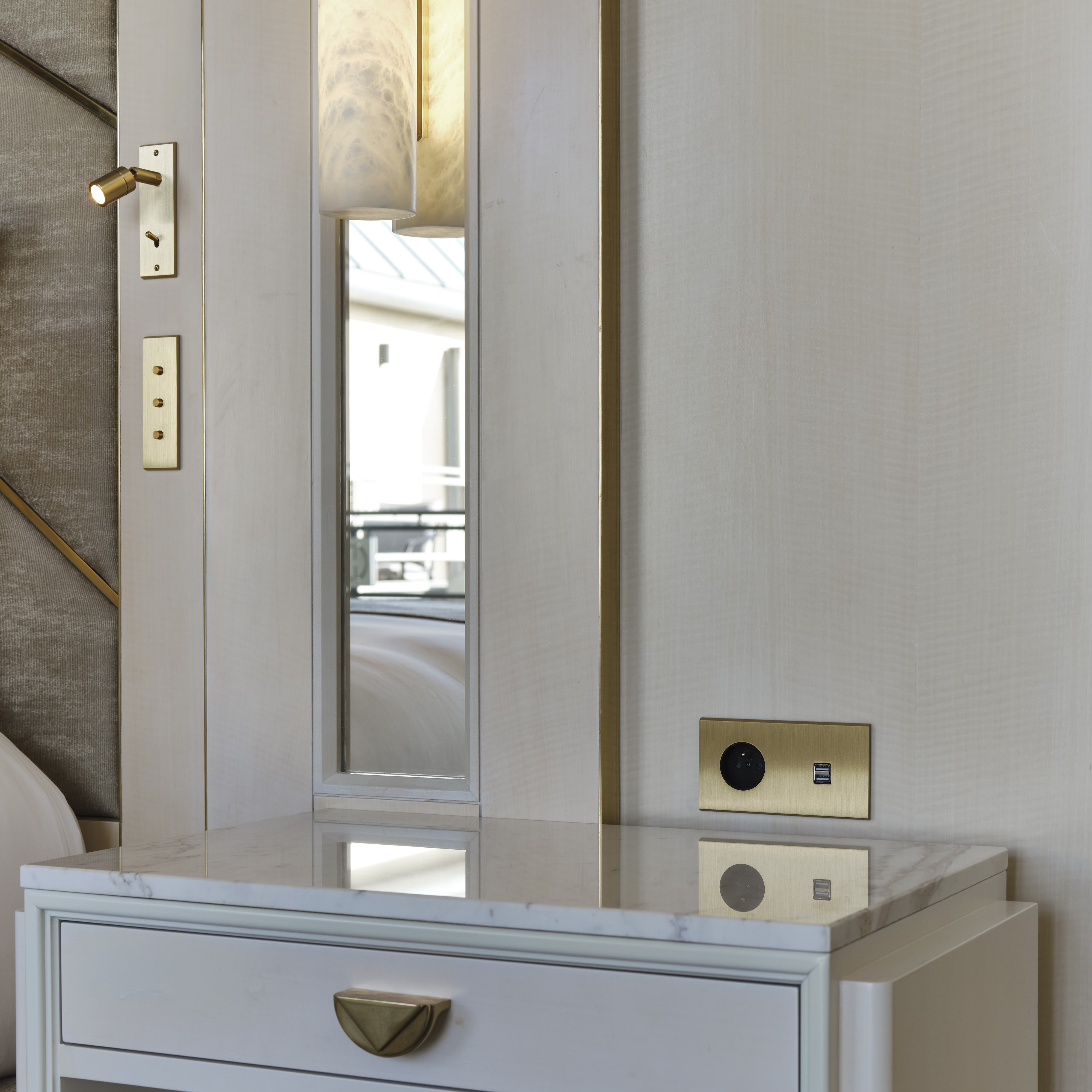 MODELEC - Façade Confidence Laiton Satine Double Horizontale P1+Led P2+Led Magnetique