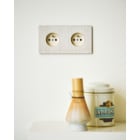 MODELEC - Façade "M" Nickel Brossé horizontale. 2x Prise de courant, puit ivoire - mag