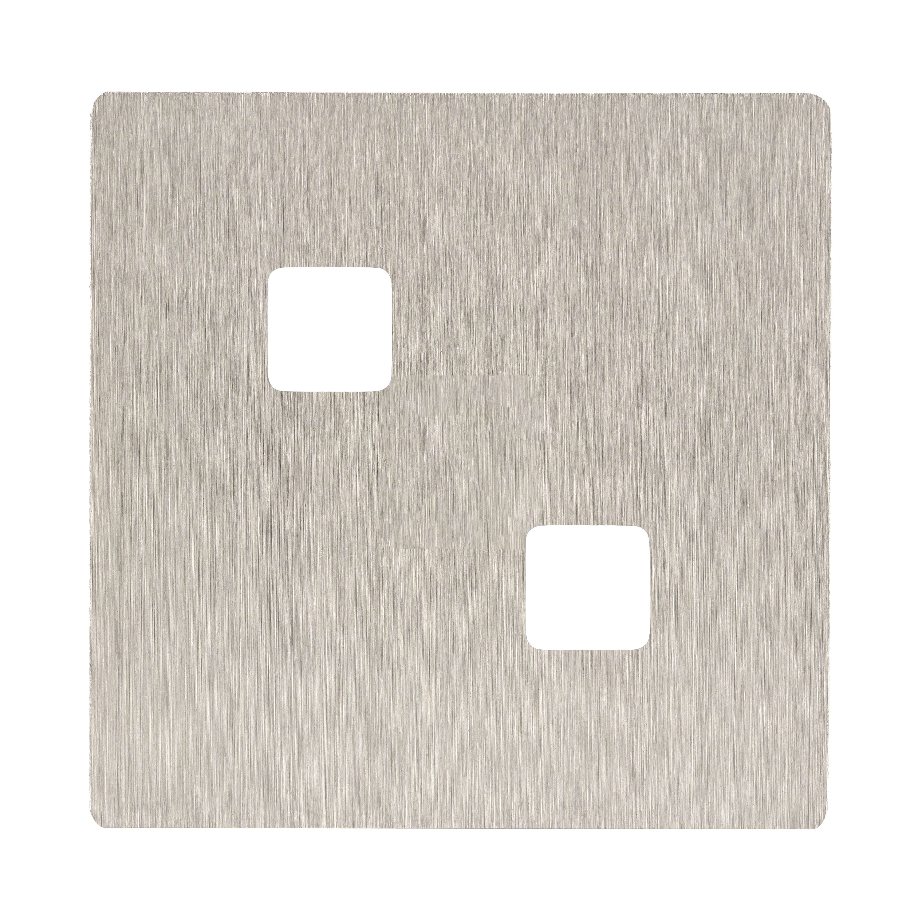MODELEC - Façade "M" laiton Nickel Brossé simple pour 2 boutons damier carré, magnétique