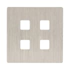 MODELEC - Façade "M" laiton Nickel Brossé simple pour 4 boutons damier carré, magnétique