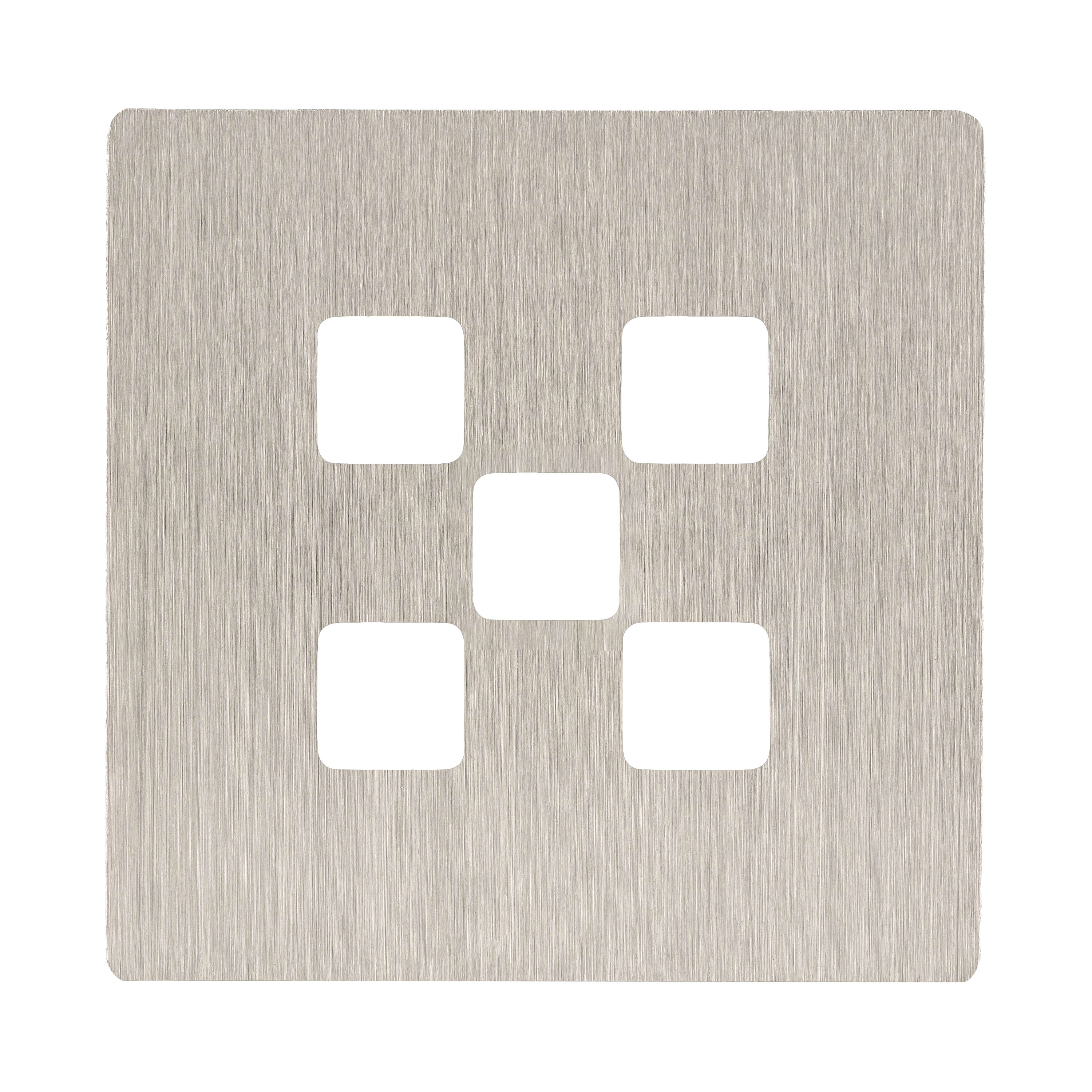 MODELEC - Façade "M" laiton Nickel Brossé simple pour 5 boutons damier carré, magnétique