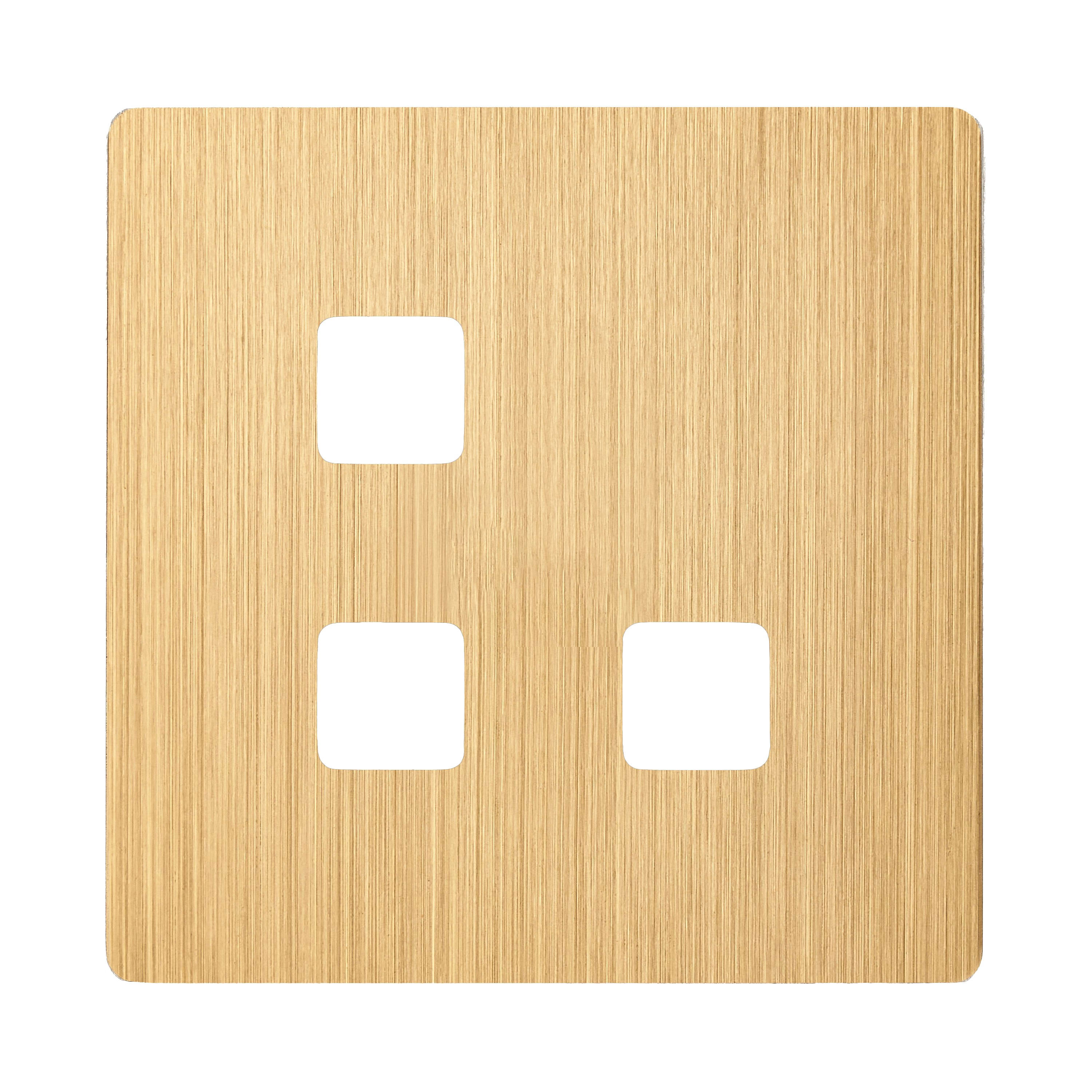 MODELEC - Façade "M" laiton Brossé simple pour 3 boutons damier carré en L