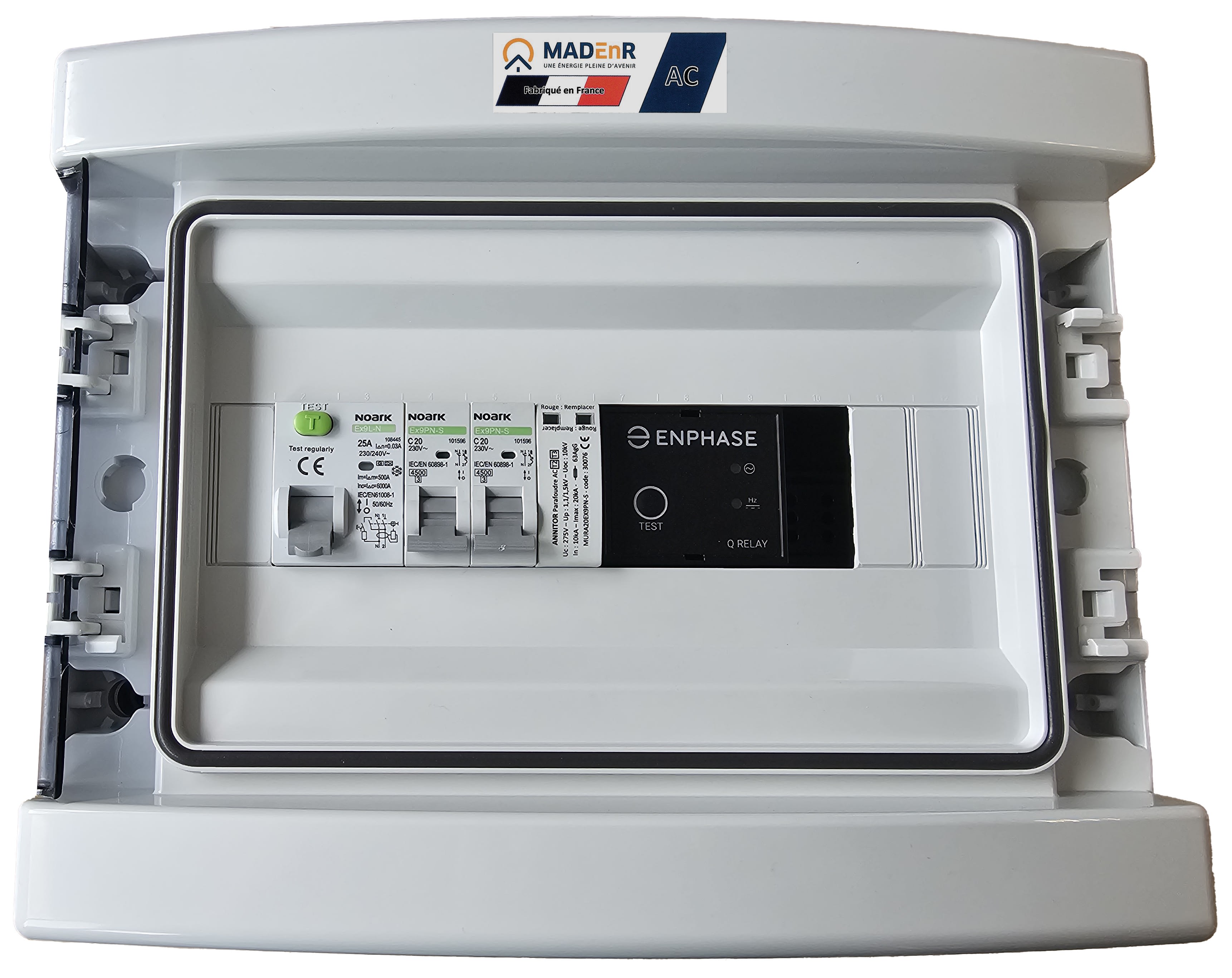 Madenr - Coffret AC Mono micro ond Enphase 3kW (C20) 1QR inclus 30mA