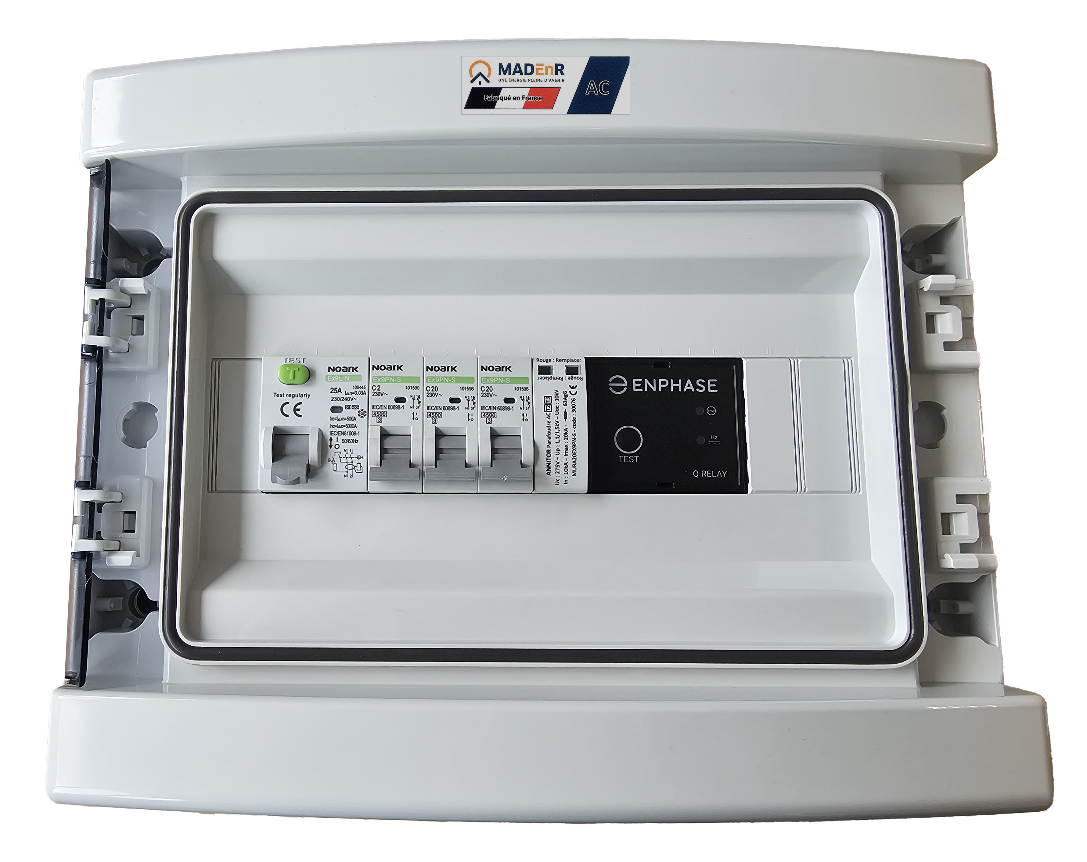 Madenr - Coffret AC Mono micro ond Enphase 3kW (C20) 1QR inclus C2/C20 30mA