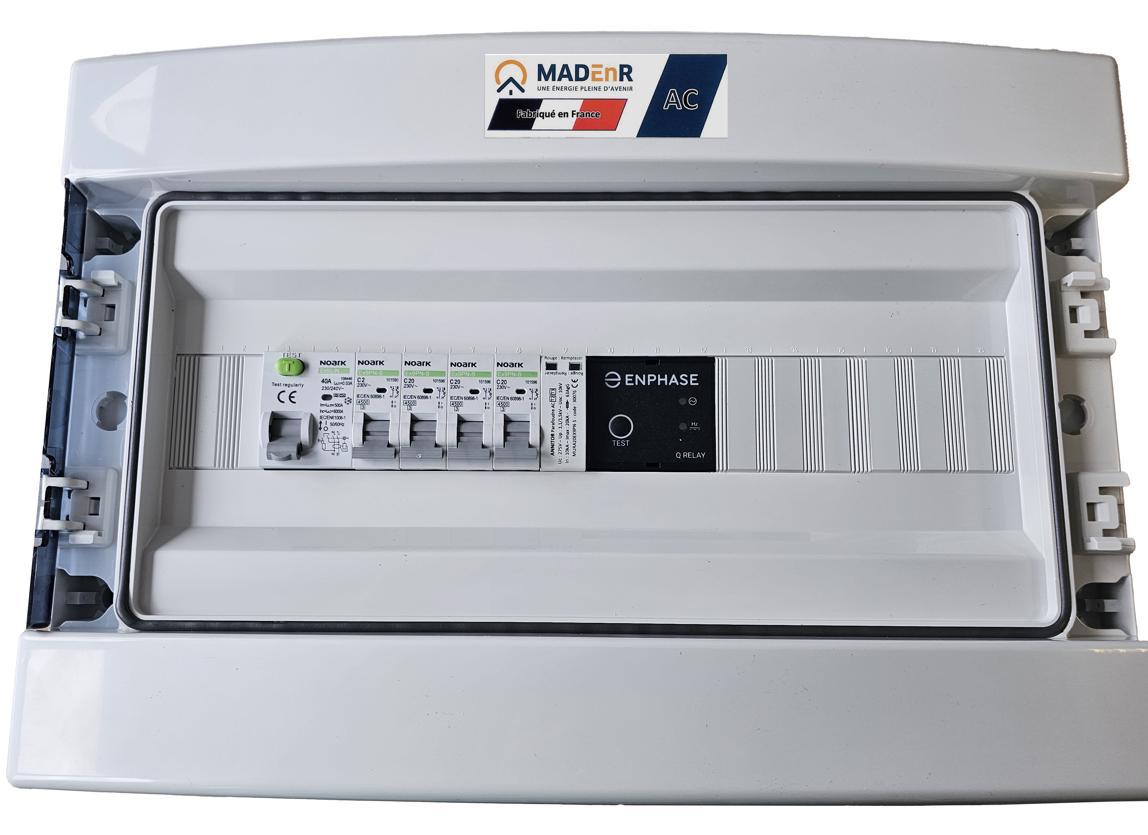 Madenr - Coffret AC Mono micro ond Enphase 3-6kW (2xC20) 1QR inclus C2/C20 30mA