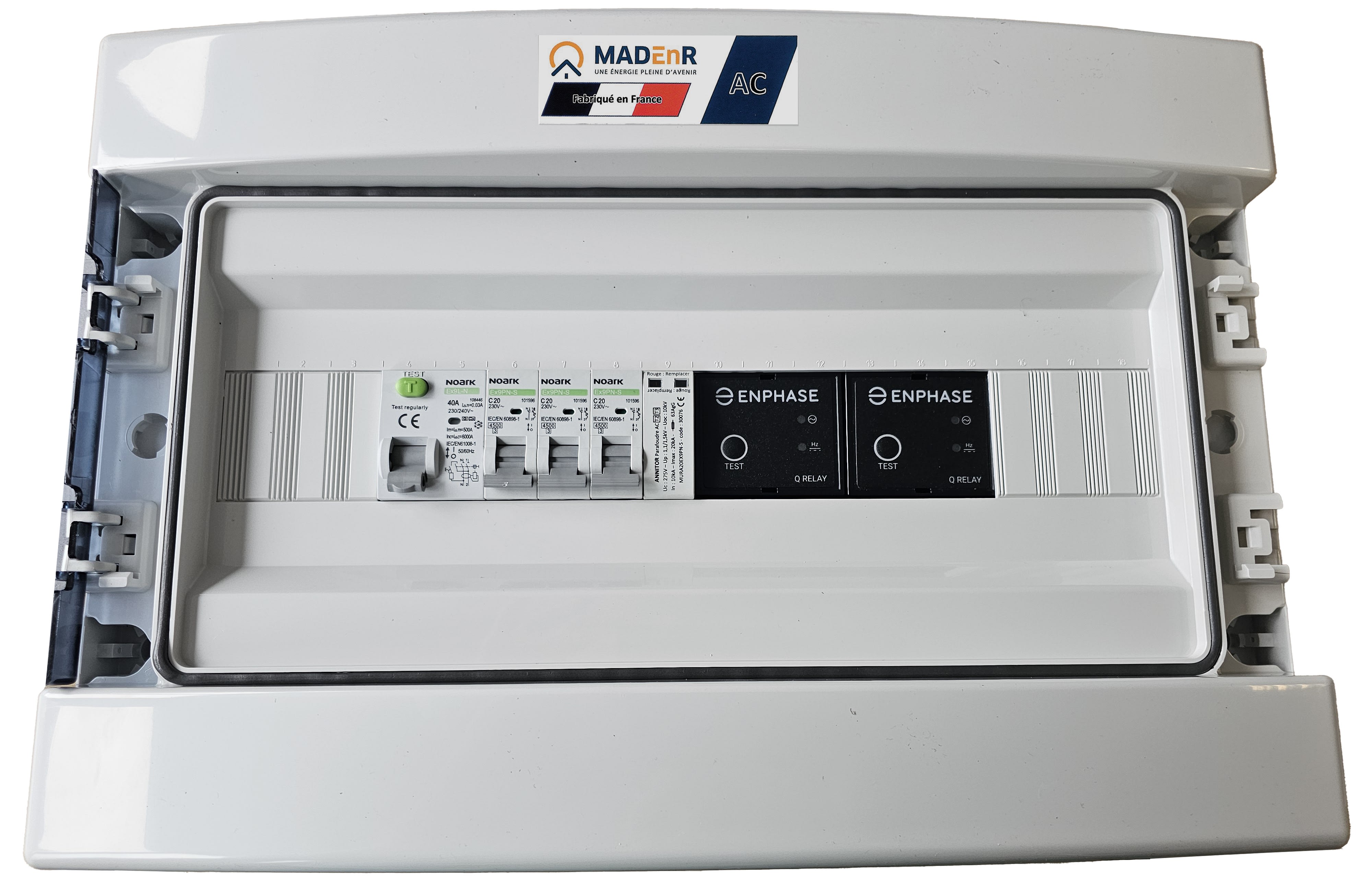 Madenr - Coffret AC Mono micro ond Enphase 6kW (2xC20) 2QR inclus 30mA