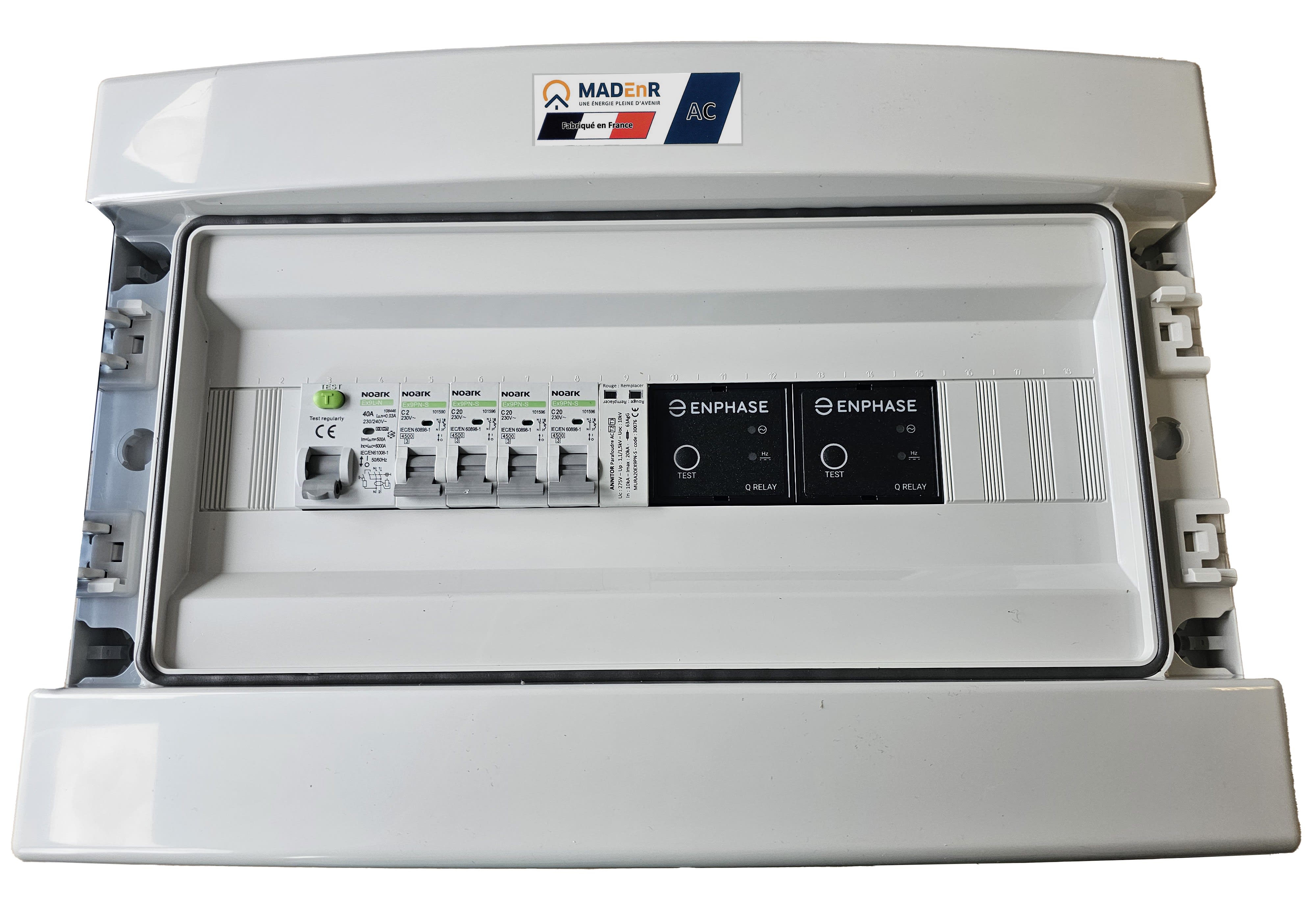 Madenr - Coffret AC Mono micro ond Enphase 6kW (2xC20) 2QR inclus C2/C20 30mA