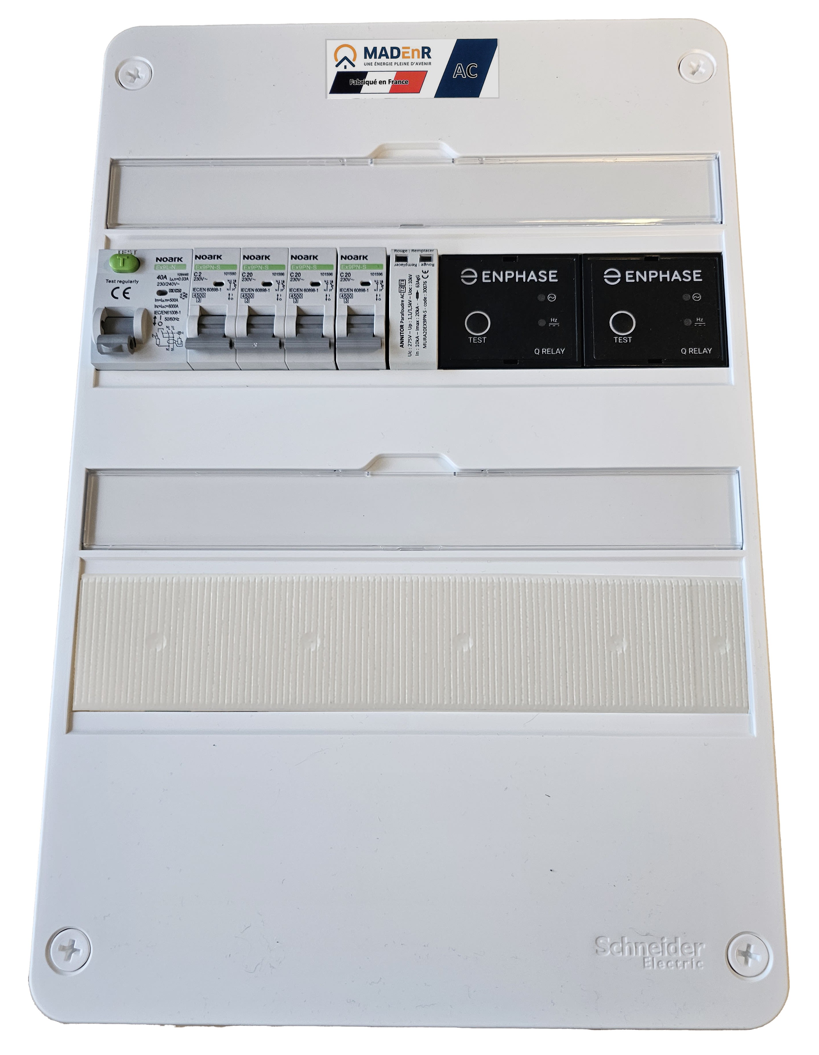 Madenr - Coffret GTL AC Mono micro ond Enph 6kW (2xC20) 2QR incl C2/C20 place Envoy 30mA