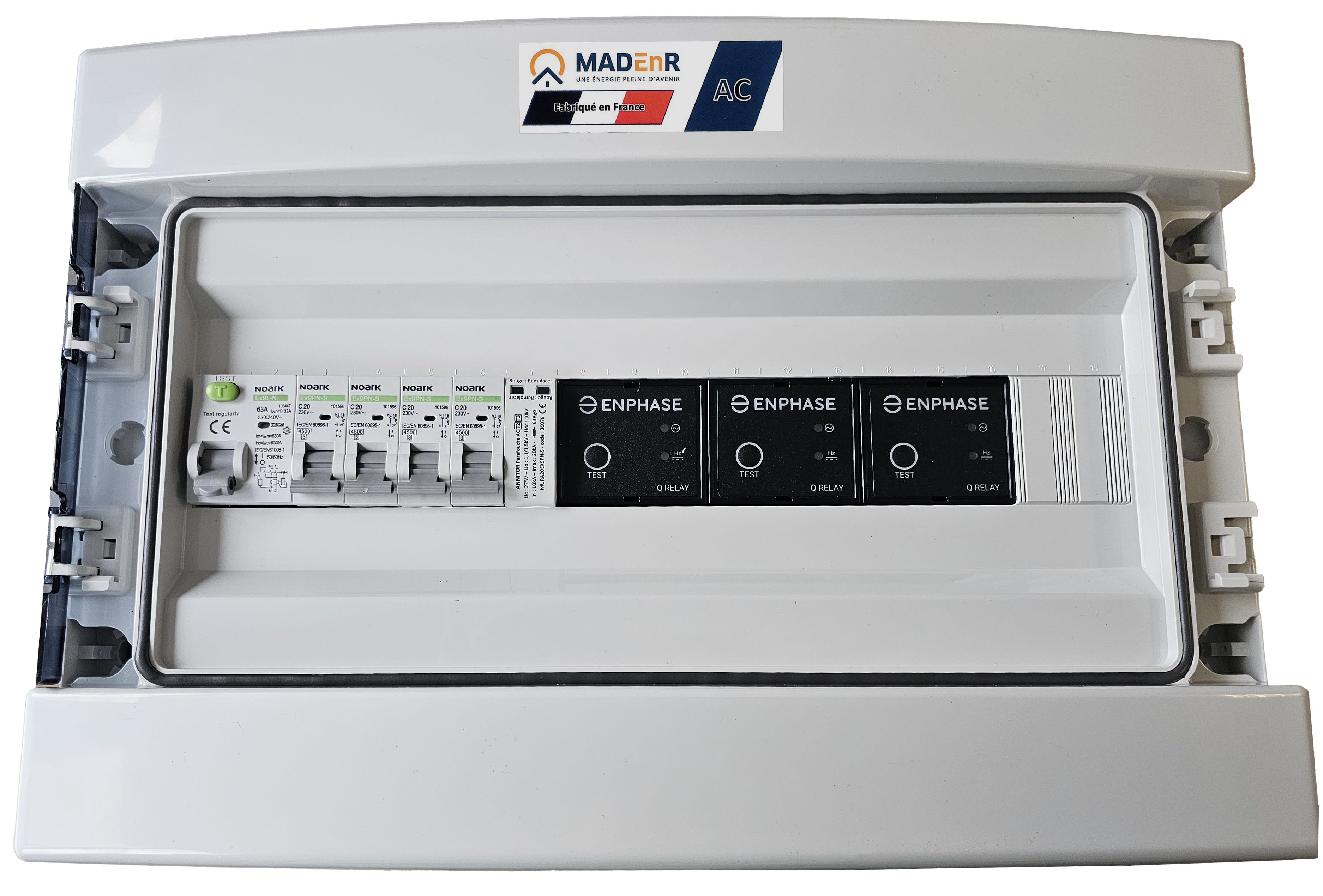Madenr - Coffret AC Mono micro ond Enphase 9kW (3xC20) 3QR inclus 30mA