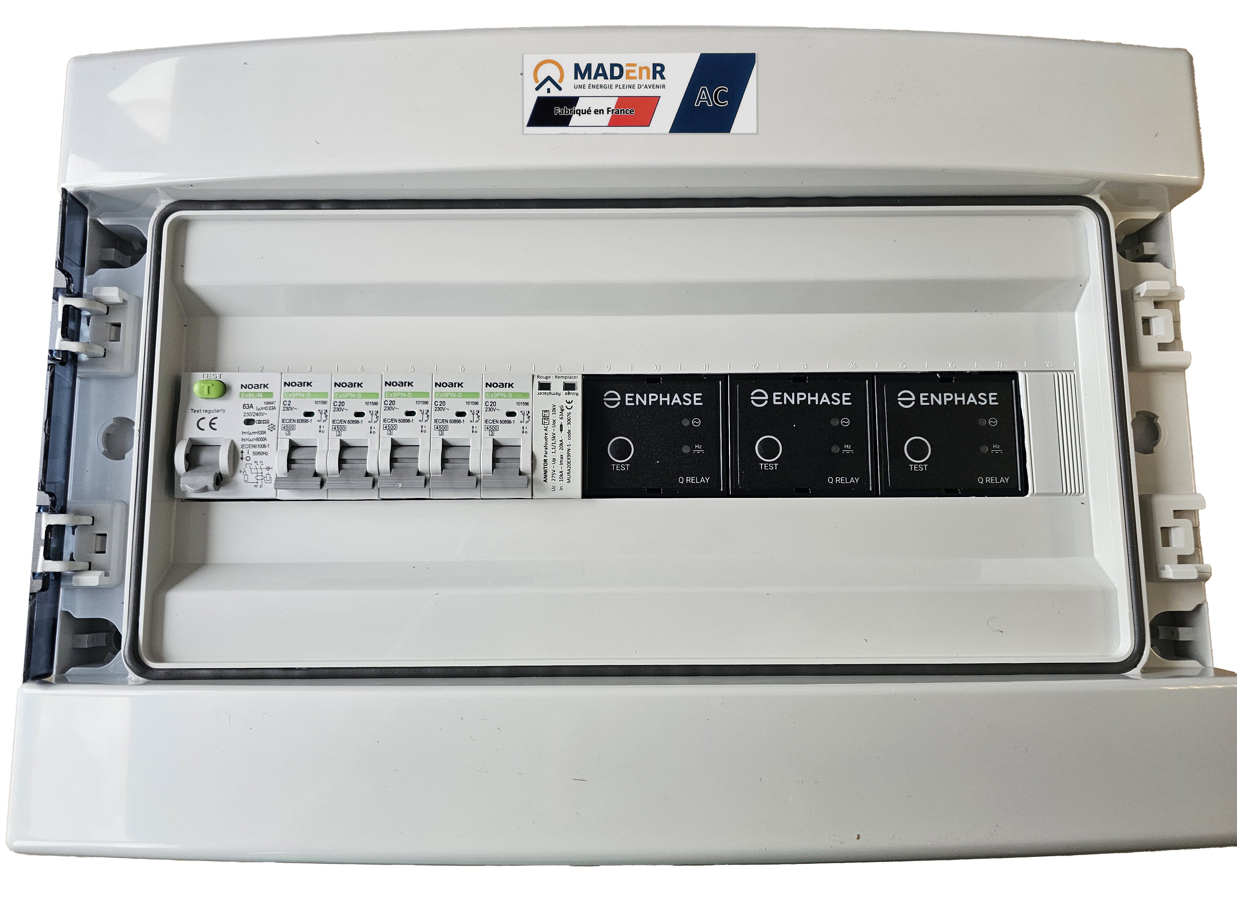 Madenr - Coffret AC Mono micro ond Enphase 9kW (3xC20) 3QR inclus C2/C20 30mA