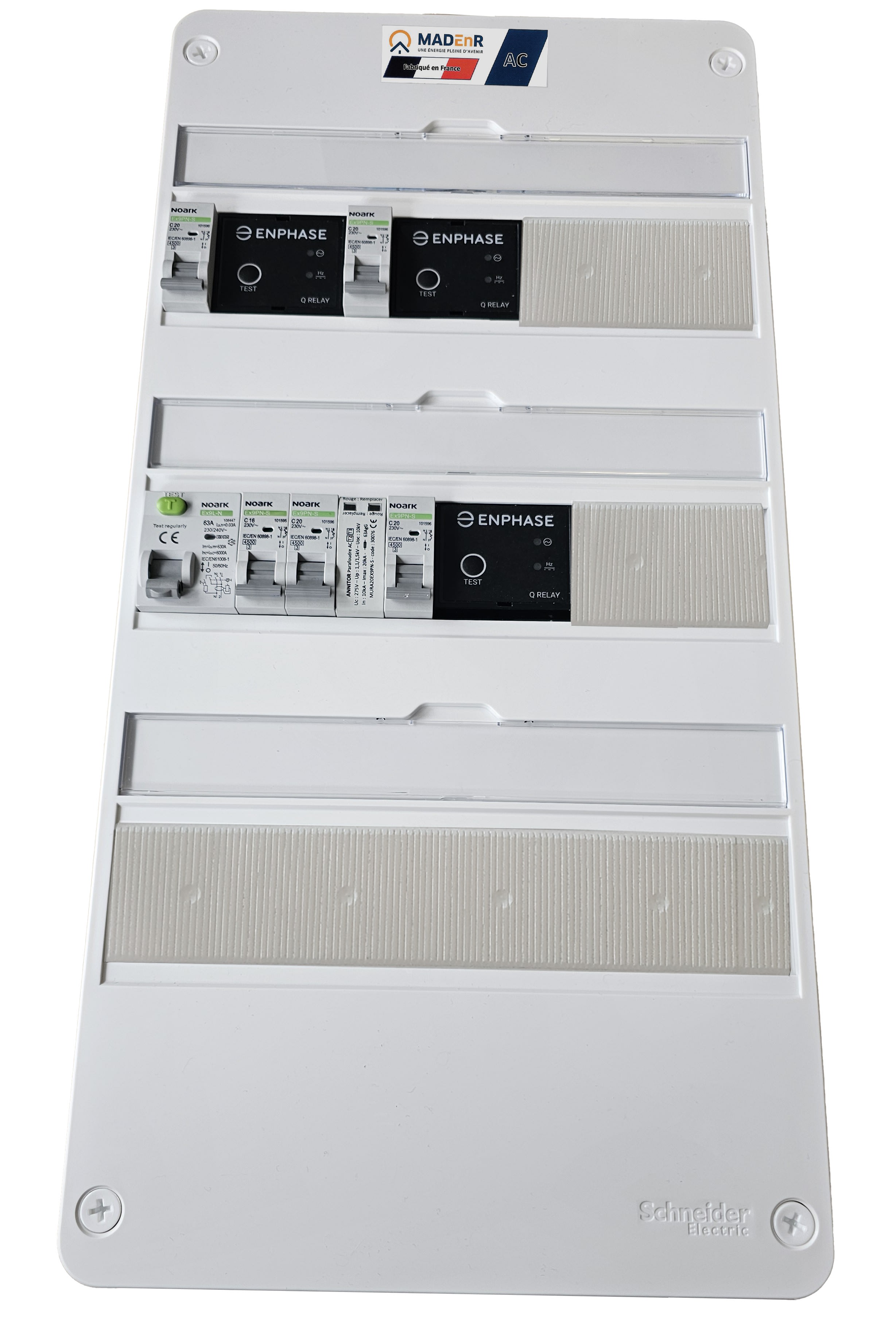 Madenr - Coffret GTL AC Mono micro ond Enph 9kW (3xC20) 3QR incl C2/C20 place Envoy 30mA
