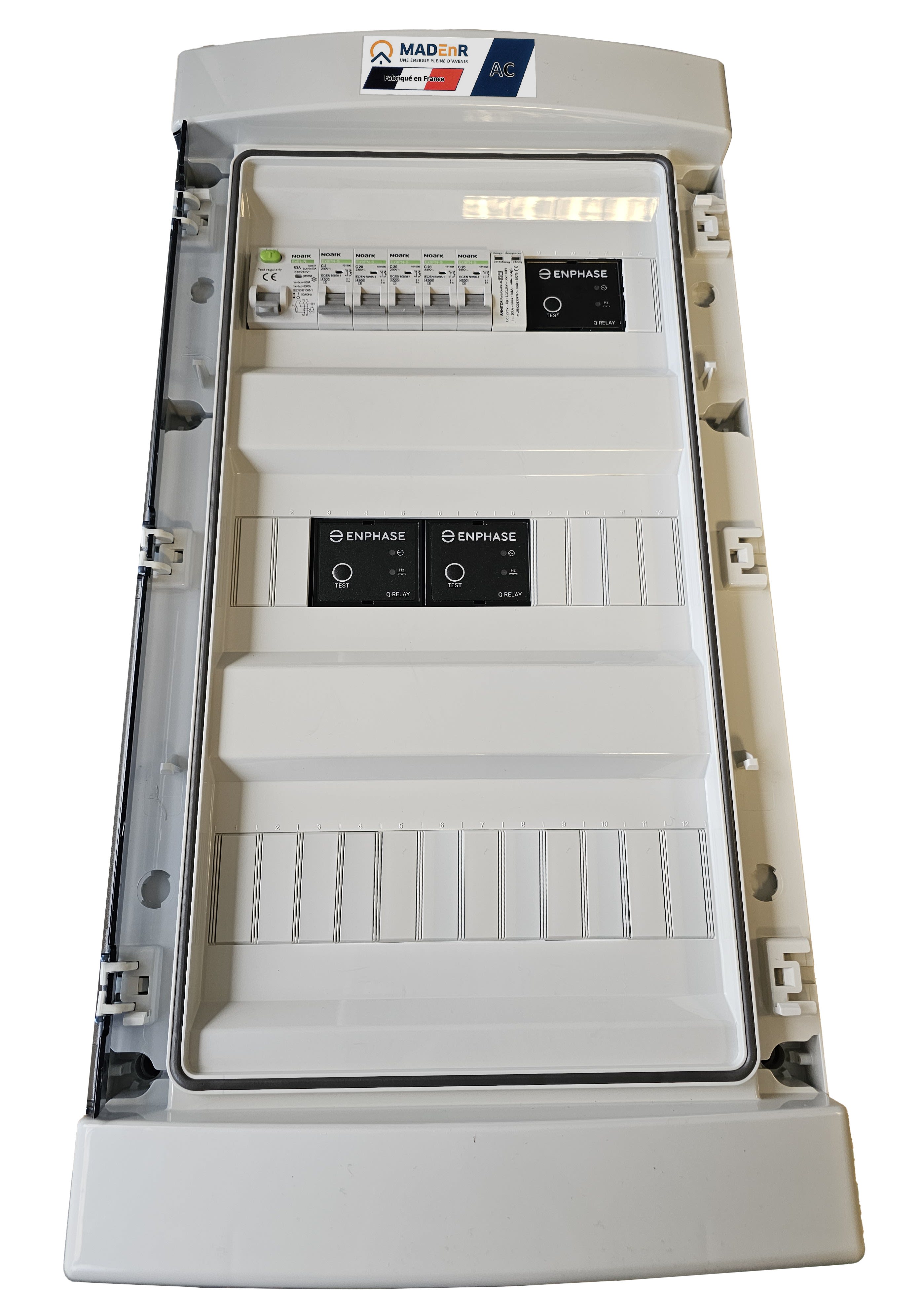 Madenr - Coffret AC Mono micro ond Enphase 9kW (3xC20) 3QR inclus C2/C20 place Envoy 30mA