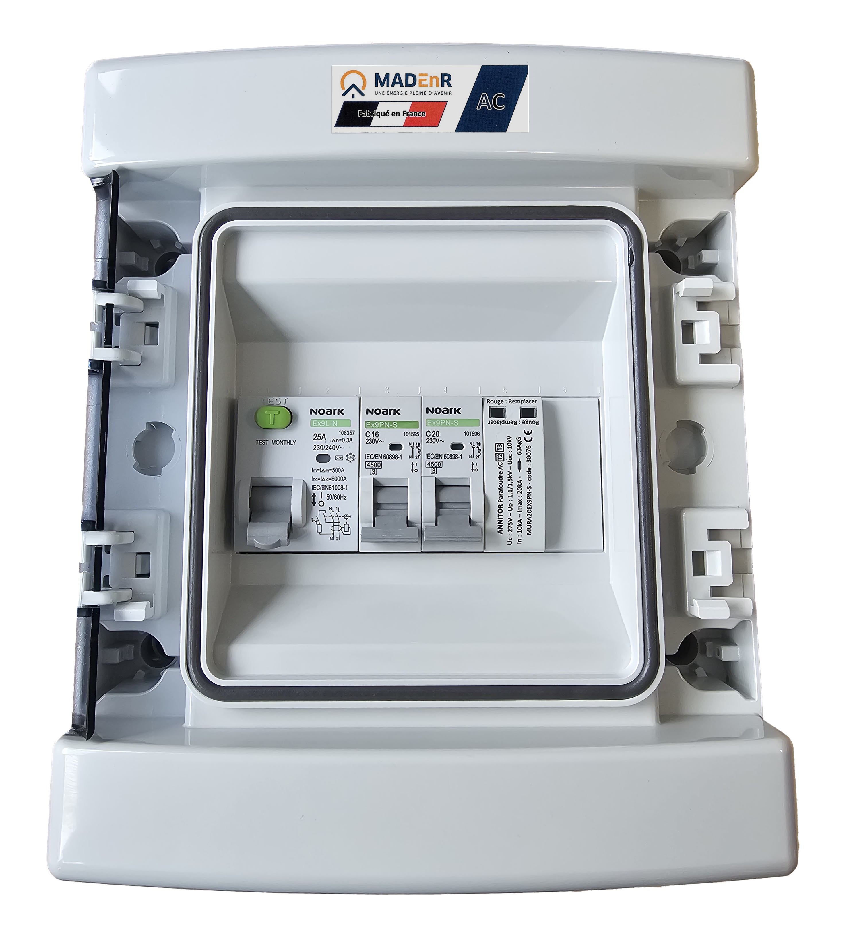 Madenr - Coffret AC monophasé 3kW 1 onduleur (C16) 300mA