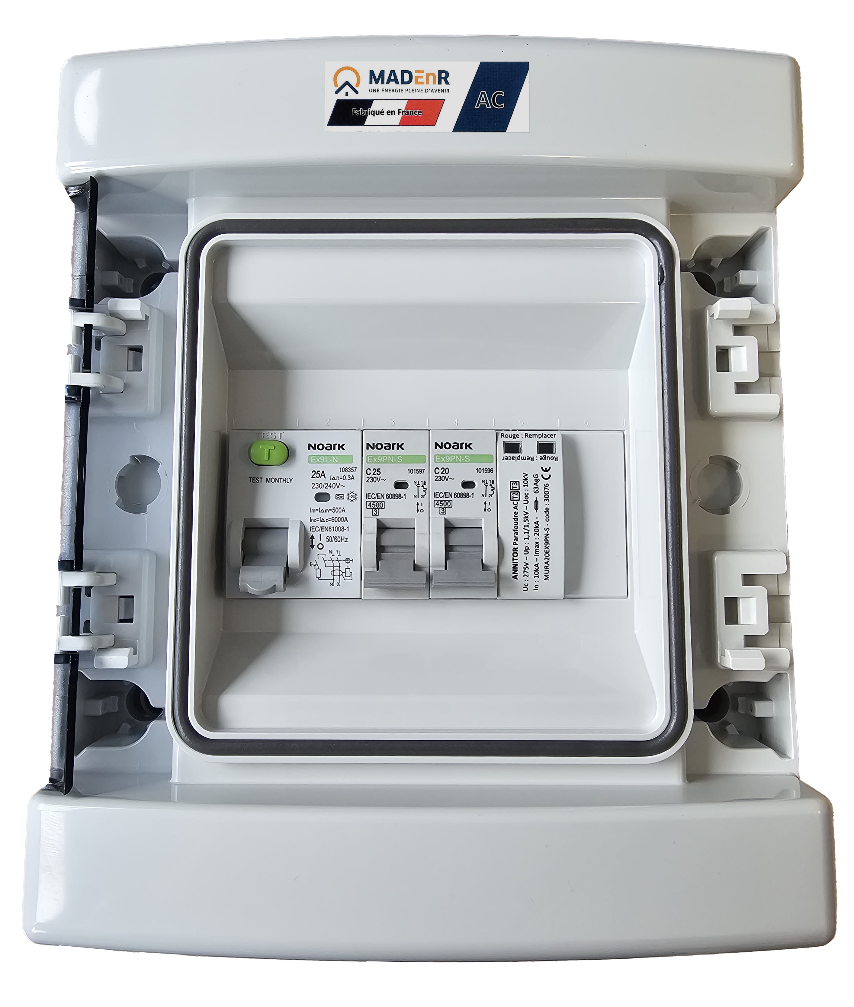 Madenr - Coffret AC monophasé 5kW 1 onduleur (C25) 300mA