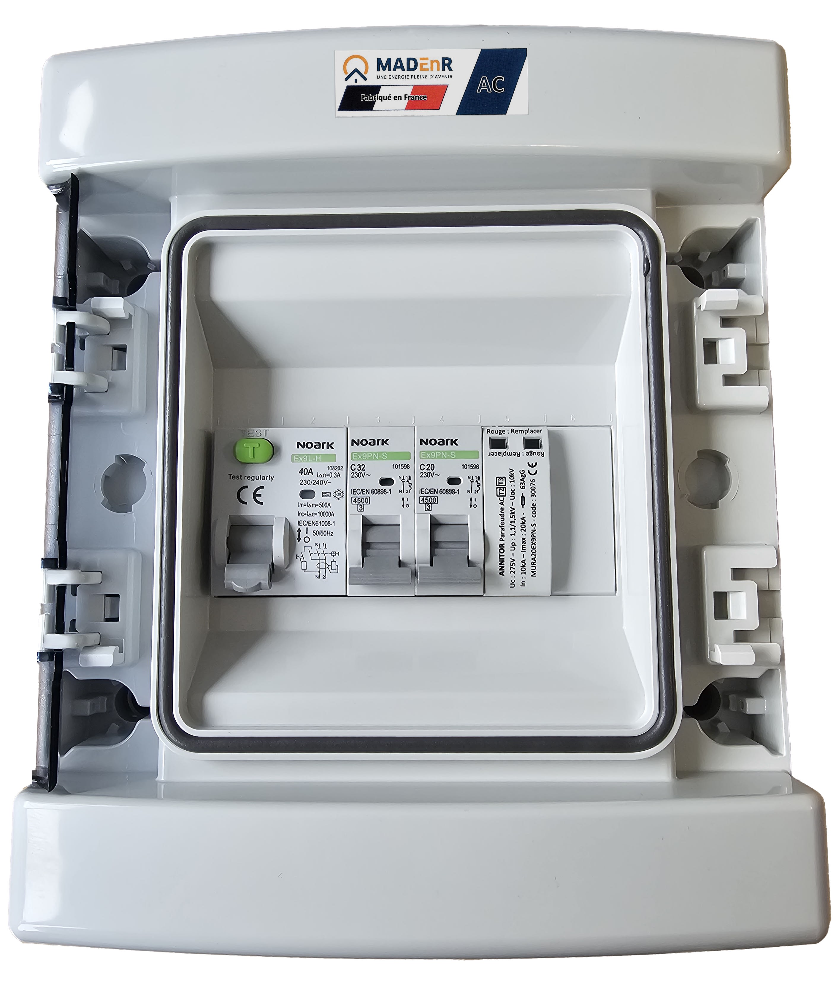 Madenr - Coffret AC monophasé 6kW 1 onduleur (C32) 300mA