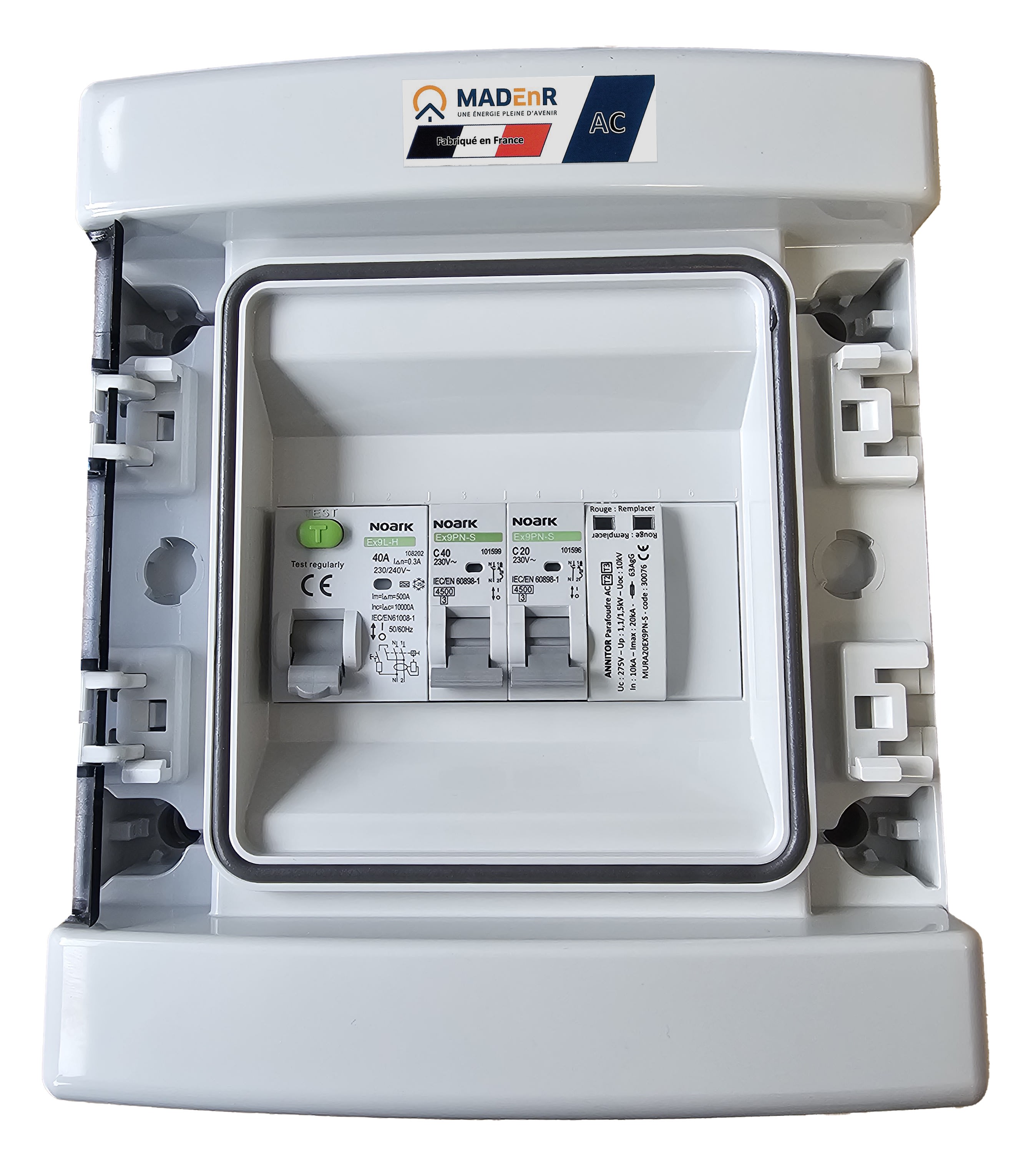 Madenr - Coffret AC monophasé 9kW 1 onduleur (C40) 300mA