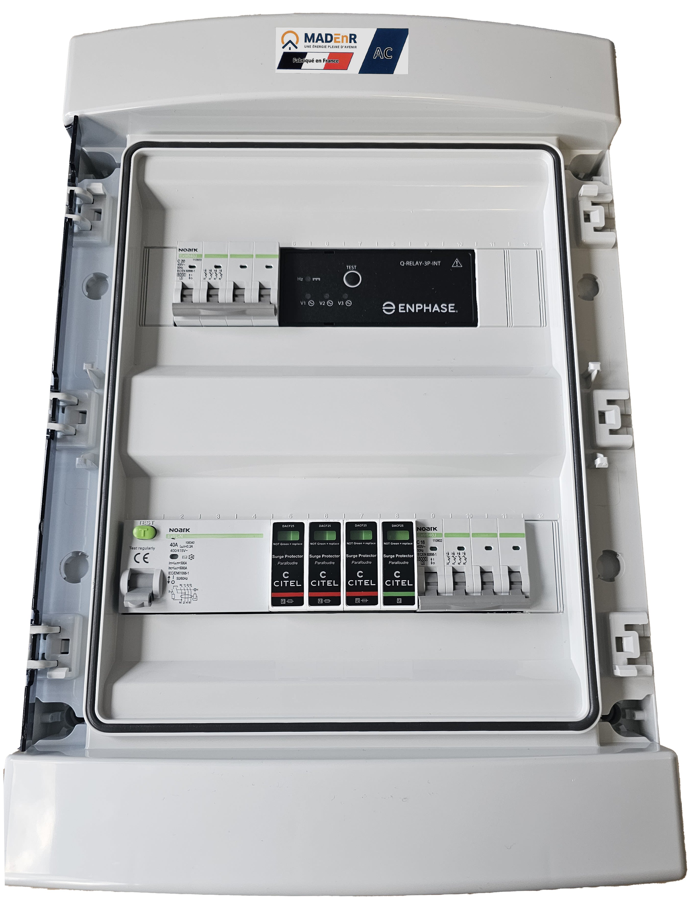 Madenr - Coffret AC Tri micro ond Enphase 9kW (C20) 1QR inclus C2/C20 30mA