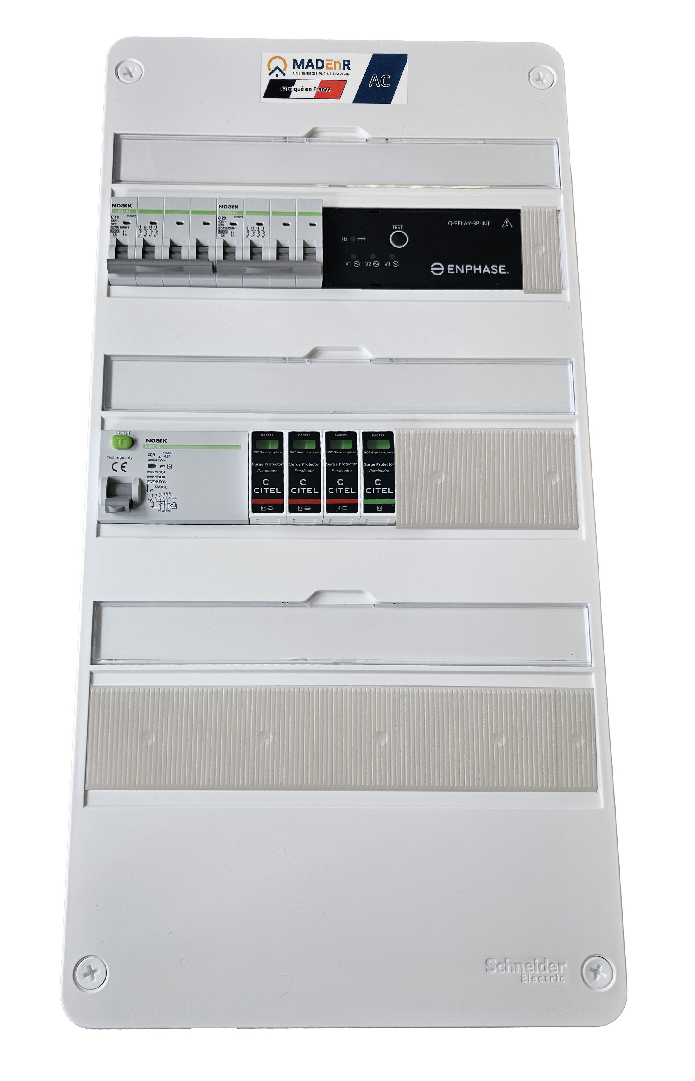 Madenr - Coffret GTL AC Tri micro ond Enph 9kW (C20) 1QR inclus C2/C20 place Envoy 30mA