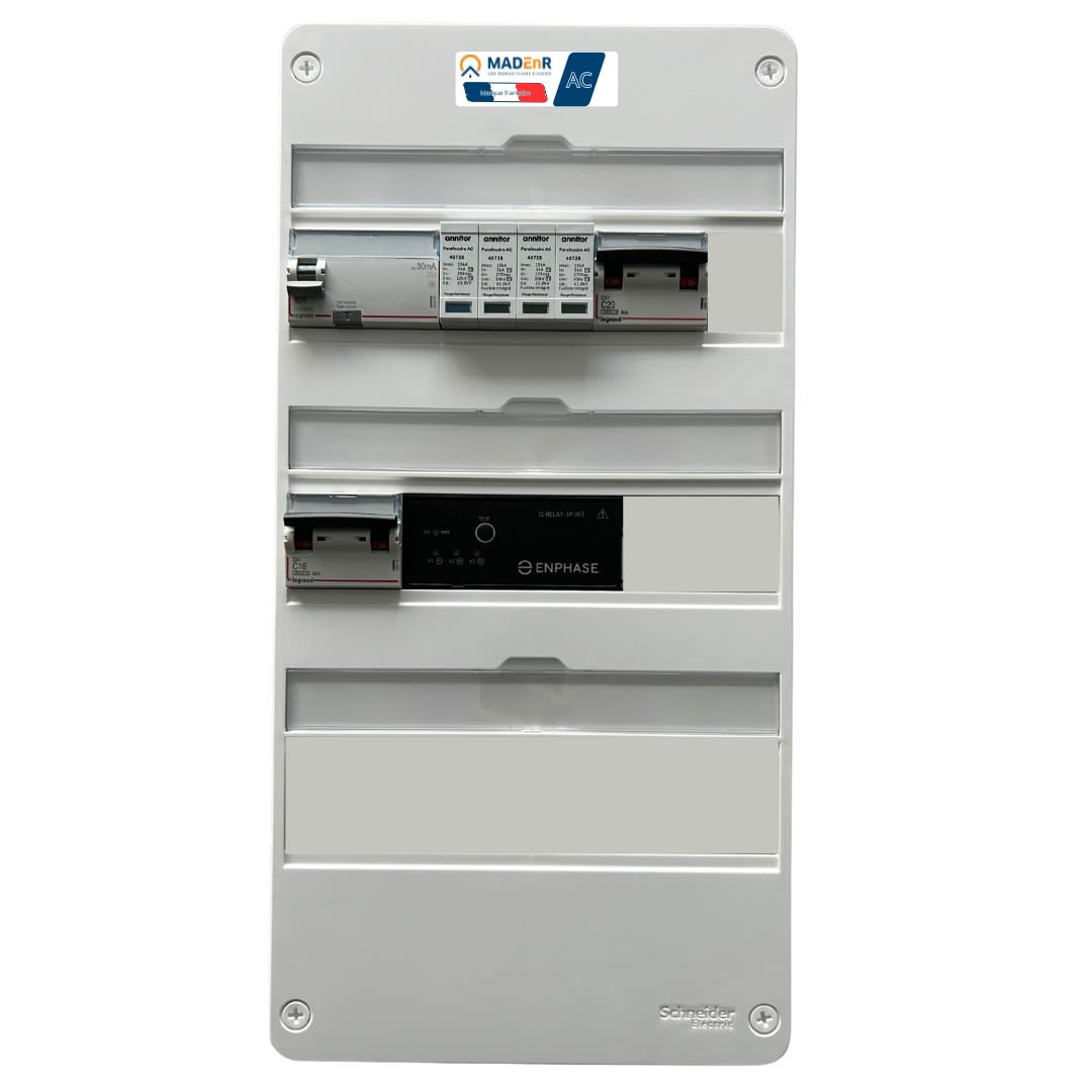 Madenr - Coffret GTL AC Tri micro ond Enph 9kW (C20) 1QR incl C2/C20 place Envoy LG 30mA