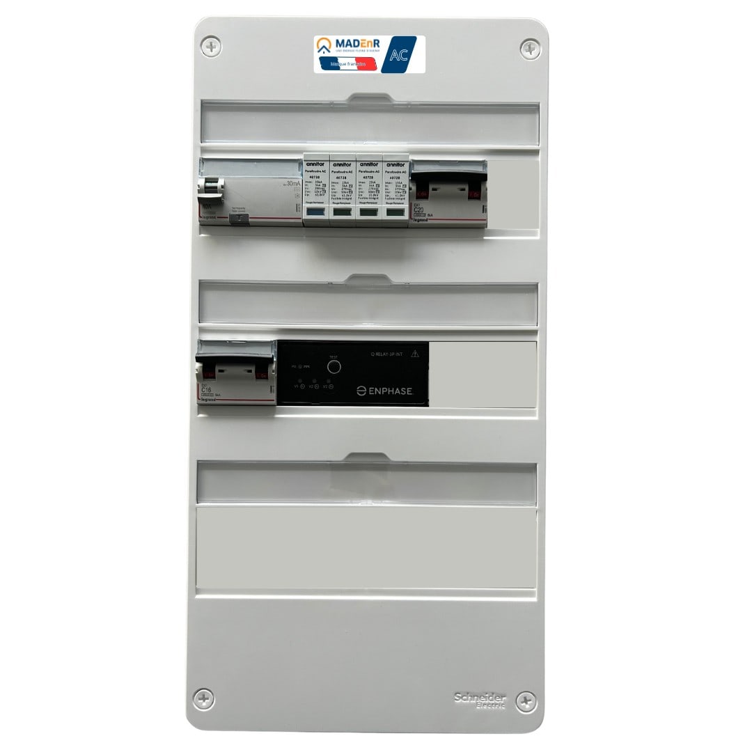 Madenr - Coffret GTL AC Tri micro ond Enph 9kW (C20) 1QR incl C2/C20 place Envoy LG 30mA