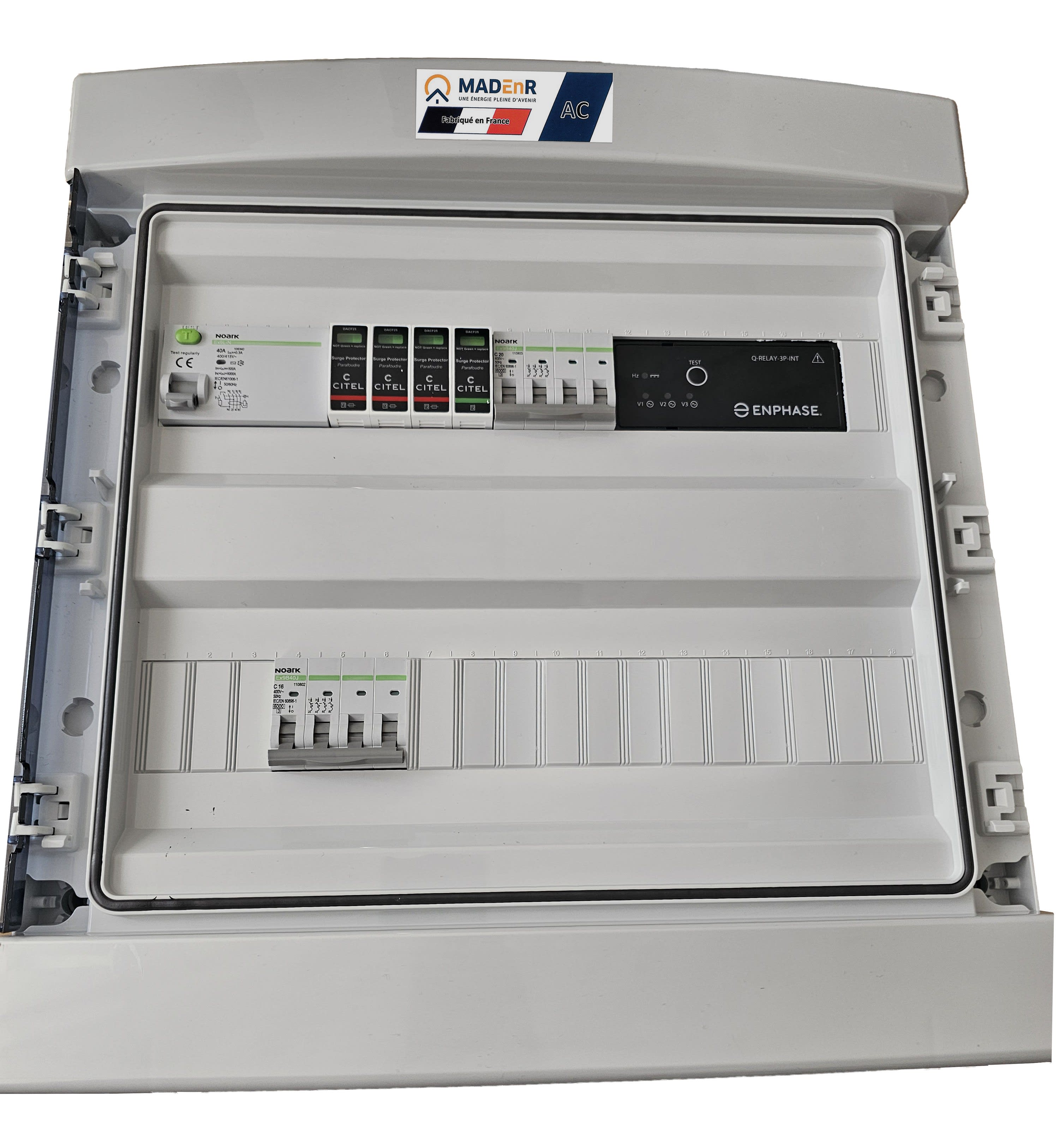 Madenr - Coffret AC Tri micro ond Enphase 9kW (C20) 1QR inclus C2/C20 place Envoy 30mA