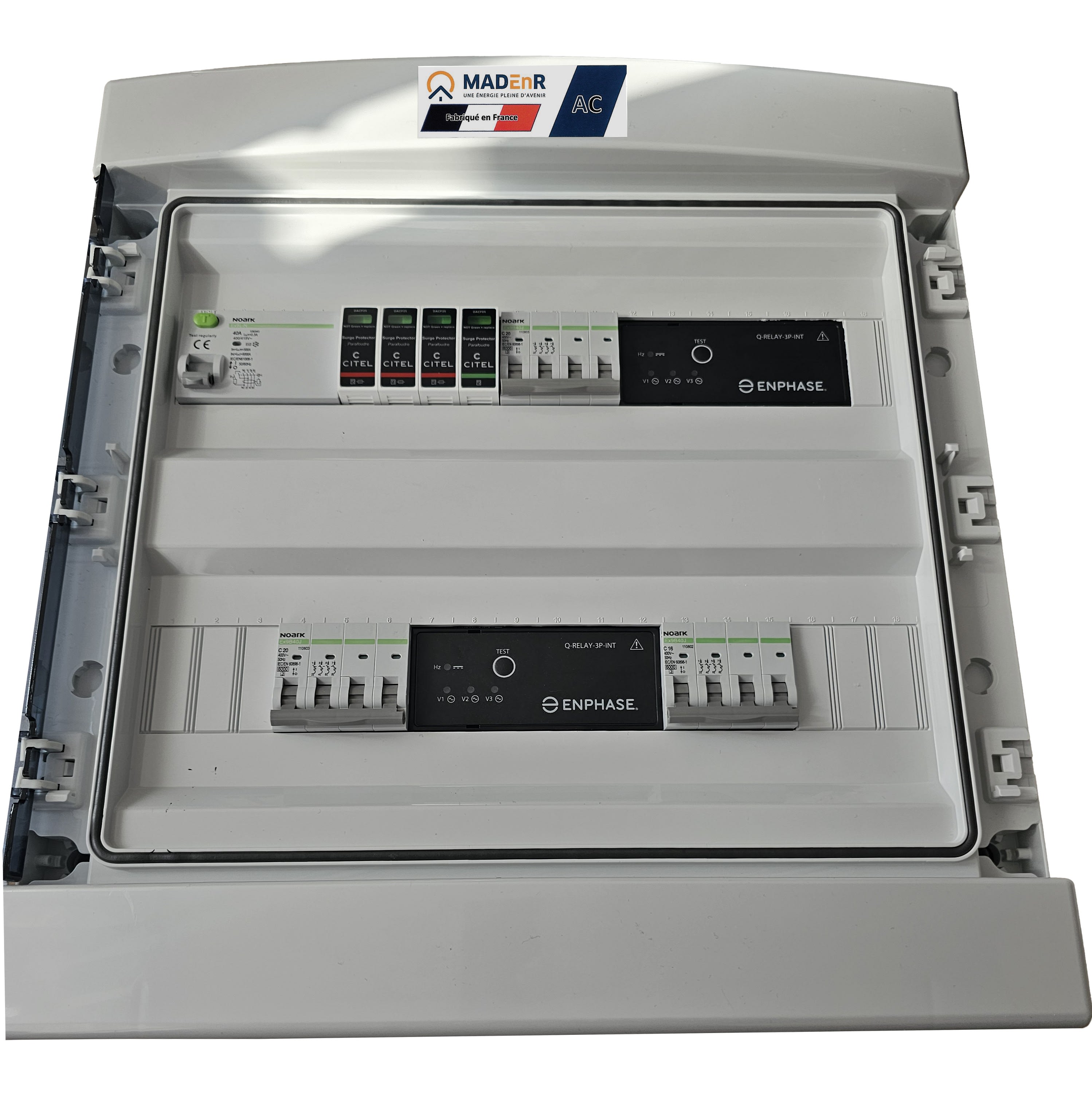 Madenr - Coffret AC Tri micro ond Enphase 18kW (2xC20) 2QR inclus C2/C20 300mA