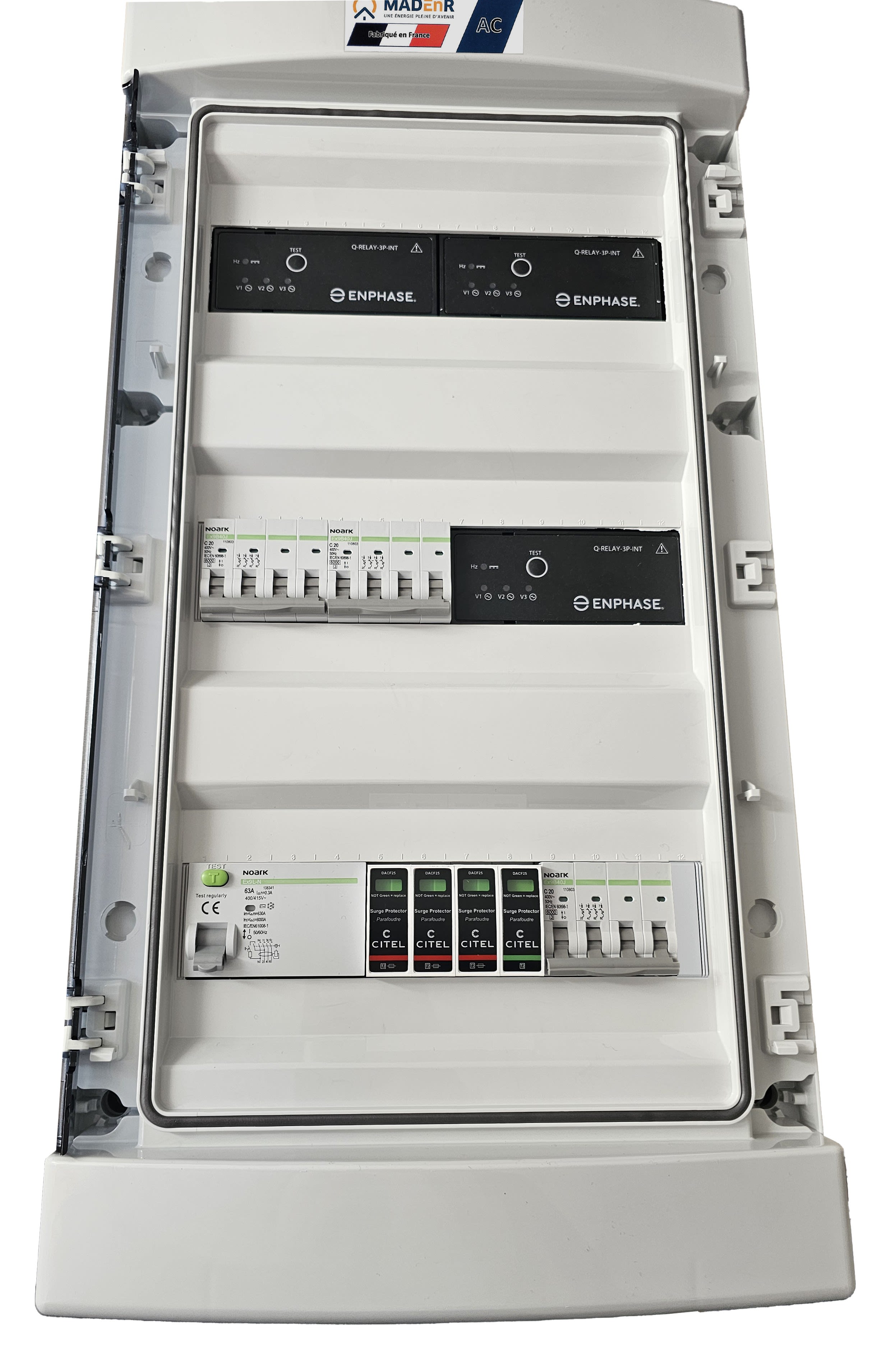 Madenr - Coffret AC Tri micro ond Enphase 25kW (3xC20) 3QR inclus 300mA