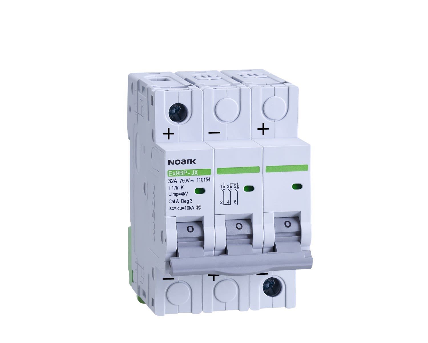 Madenr - Disjoncteur DC 3 pôles Ex9BP-JX(+) 4 A courbe K 10 kA 450 VDC