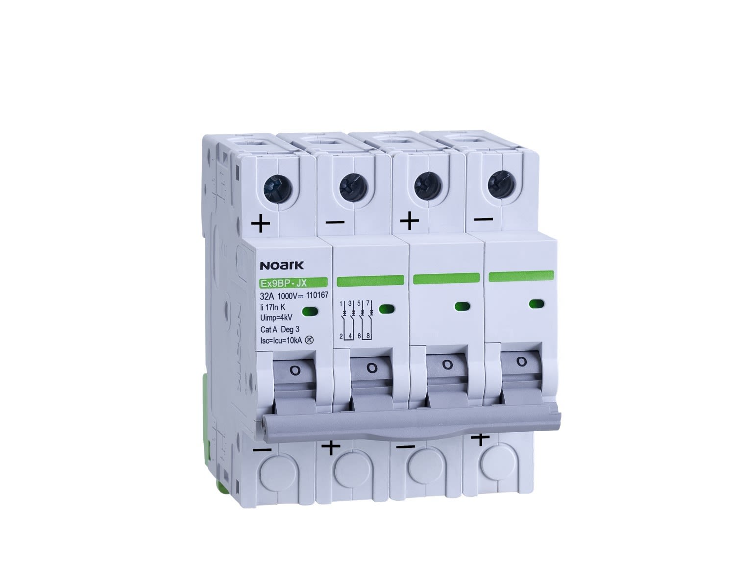 Madenr - Disjoncteur DC 4 pôles Ex9BP-JX(+) 1 A courbe K 10 kA 600 VDC