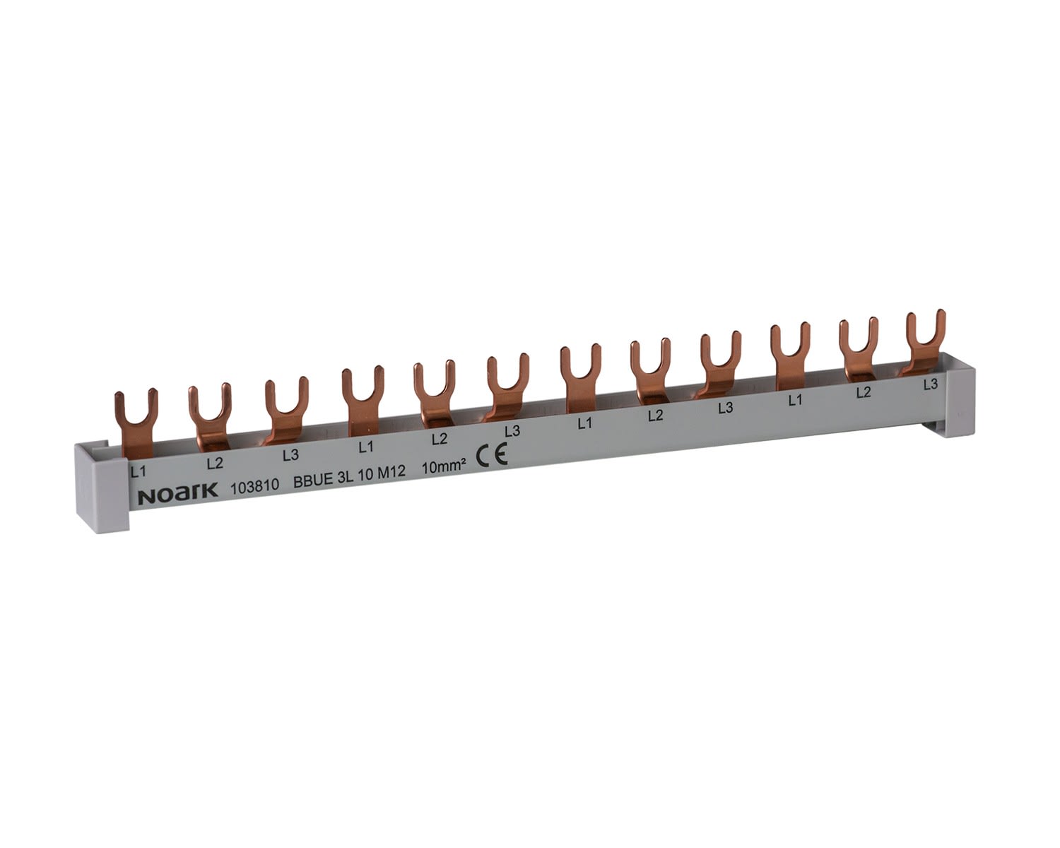 Madenr - Busbar M9, 3 phases, 63 A, 10mm², 9 circuits pour Ex9B, embouts inclus