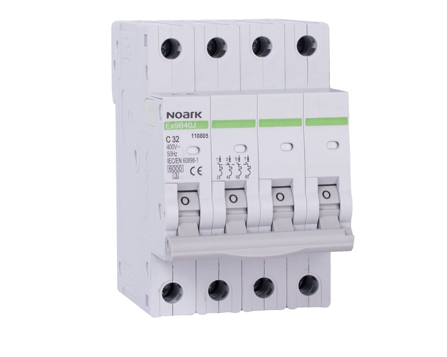 Madenr - Disjoncteur miniature 4 pôles Ex9B40J 32 A courbe C 6 kA
