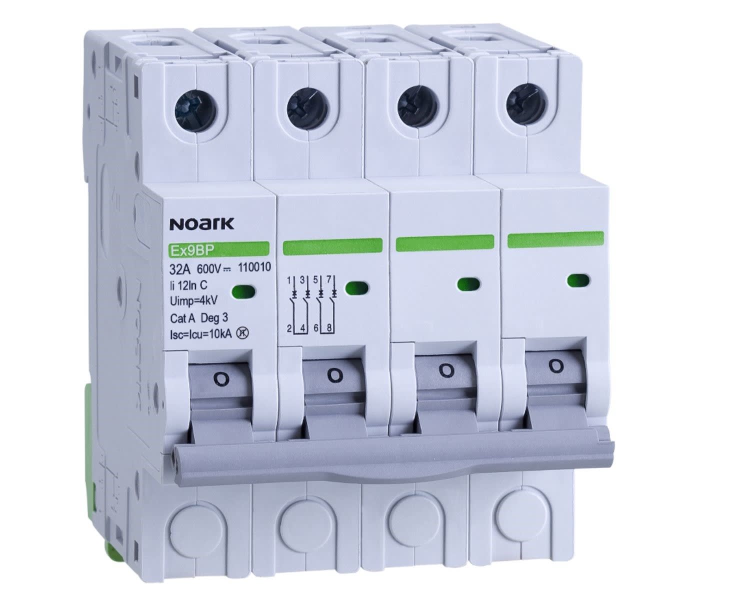 Madenr - Disjoncteur DC 4 pôles Ex9BP 4 A courbe C 10 kA 600 VDC