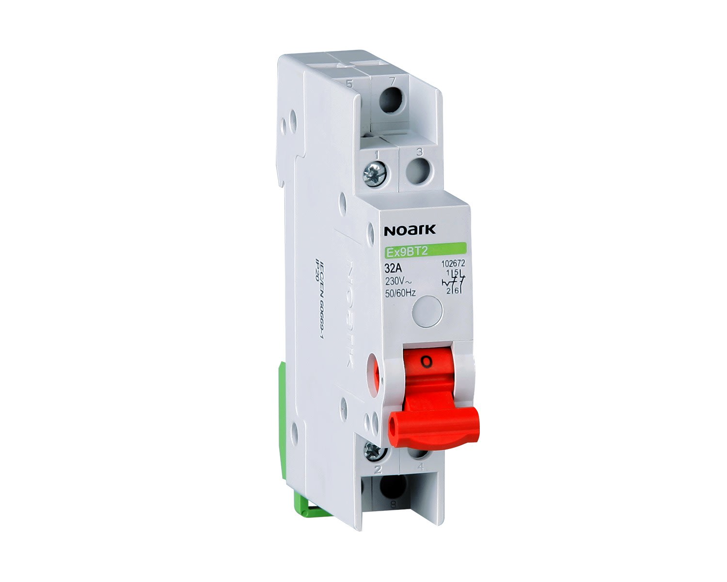 Madenr - Commutateur inverseur Ex9BT2 contacts auxiliaires 2 NF, 32 A, levier rouge